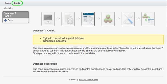 Multicraft Panel Database Connection.